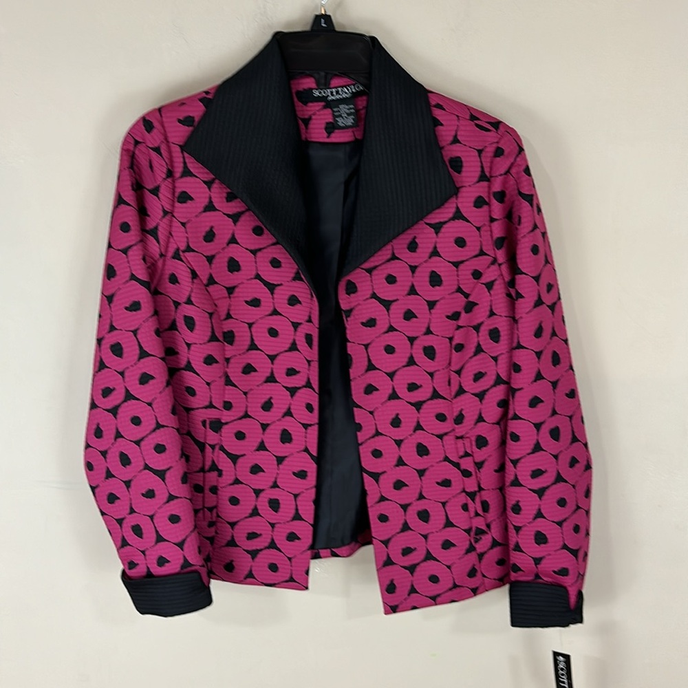 Scott Taylor Geometric Textured Open Front  Lined Blazer Size PS NWT